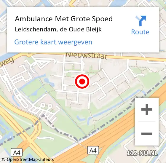 Locatie op kaart van de 112 melding: Ambulance Met Grote Spoed Naar Leidschendam, de Oude Bleijk op 18 augustus 2024 09:08