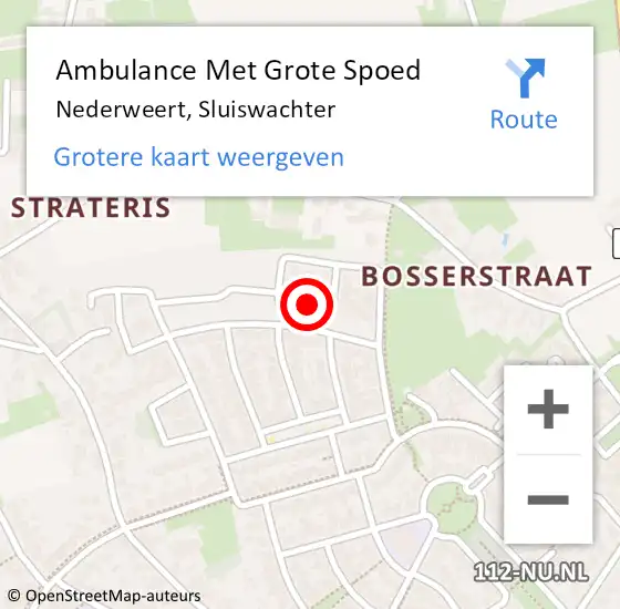 Locatie op kaart van de 112 melding: Ambulance Met Grote Spoed Naar Nederweert, Sluiswachter op 18 augustus 2024 09:27