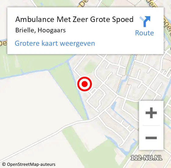 Locatie op kaart van de 112 melding: Ambulance Met Zeer Grote Spoed Naar Brielle, Hoogaars op 18 augustus 2024 09:55