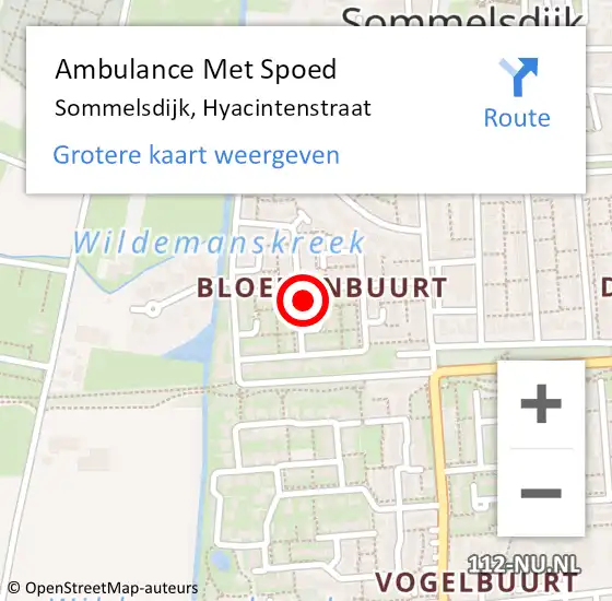 Locatie op kaart van de 112 melding: Ambulance Met Spoed Naar Sommelsdijk, Hyacintenstraat op 18 augustus 2024 09:57