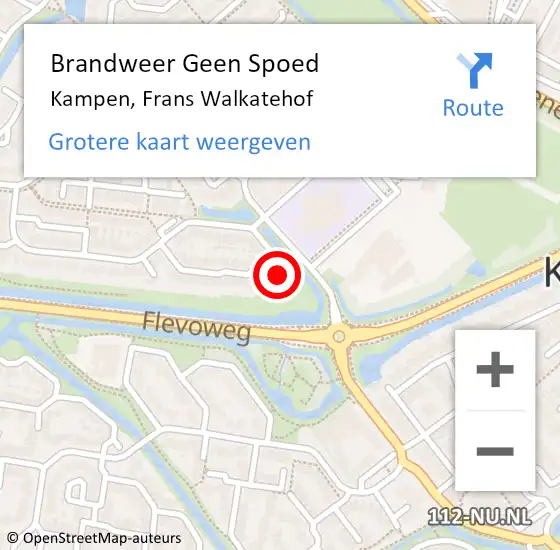 Locatie op kaart van de 112 melding: Brandweer Geen Spoed Naar Kampen, Frans Walkatehof op 18 augustus 2024 10:03