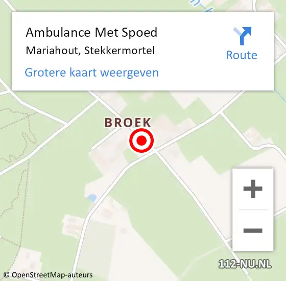 Locatie op kaart van de 112 melding: Ambulance Met Spoed Naar Mariahout, Stekkermortel op 16 oktober 2014 17:24