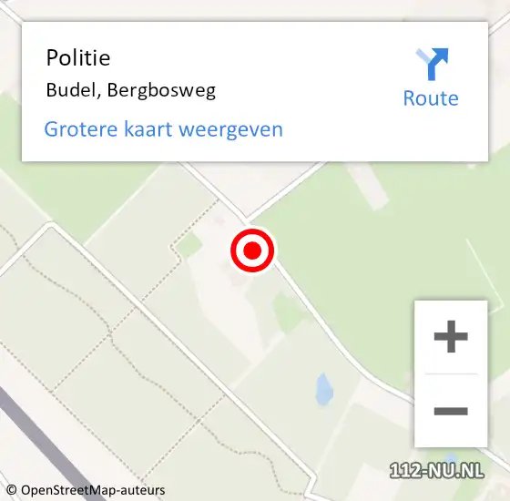 Locatie op kaart van de 112 melding: Politie Budel, Bergbosweg op 18 augustus 2024 10:20