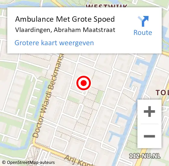 Locatie op kaart van de 112 melding: Ambulance Met Grote Spoed Naar Vlaardingen, Abraham Maatstraat op 18 augustus 2024 10:38