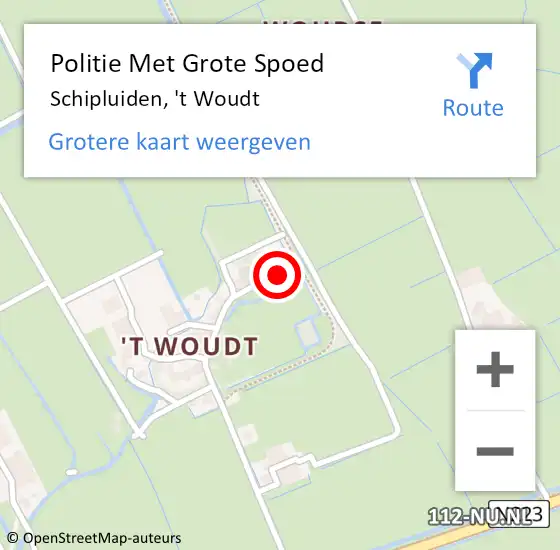 Locatie op kaart van de 112 melding: Politie Met Grote Spoed Naar Schipluiden, 't Woudt op 18 augustus 2024 10:38