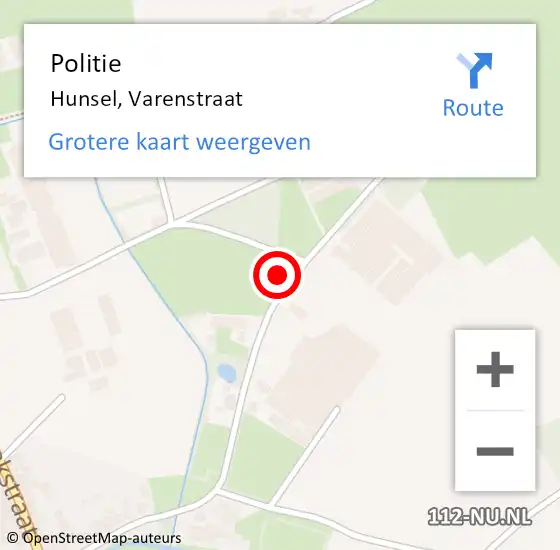 Locatie op kaart van de 112 melding: Politie Hunsel, Varenstraat op 18 augustus 2024 10:49