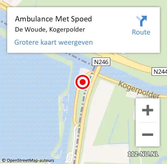 Locatie op kaart van de 112 melding: Ambulance Met Spoed Naar De Woude, Kogerpolder op 18 augustus 2024 10:49