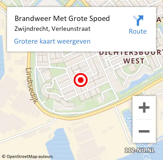 Locatie op kaart van de 112 melding: Brandweer Met Grote Spoed Naar Zwijndrecht, Verleunstraat op 18 augustus 2024 10:53