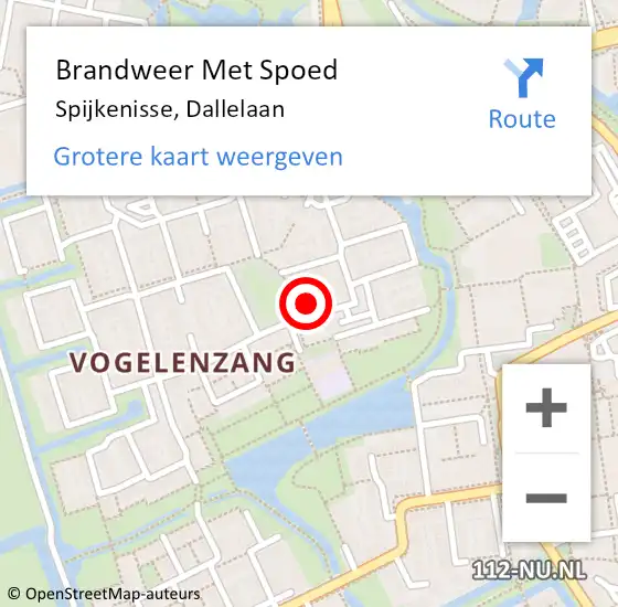 Locatie op kaart van de 112 melding: Brandweer Met Spoed Naar Spijkenisse, Dallelaan op 18 augustus 2024 10:54