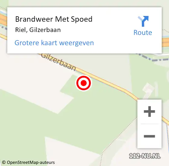 Locatie op kaart van de 112 melding: Brandweer Met Spoed Naar Riel, Gilzerbaan op 18 augustus 2024 10:55