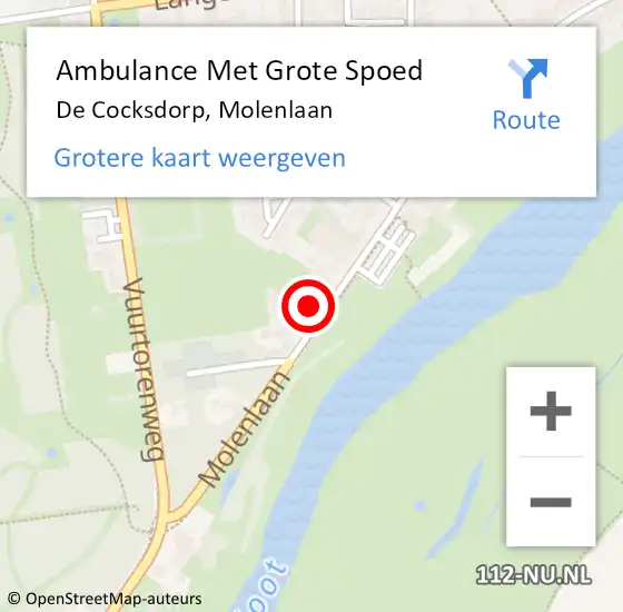 Locatie op kaart van de 112 melding: Ambulance Met Grote Spoed Naar De Cocksdorp, Molenlaan op 18 augustus 2024 10:57