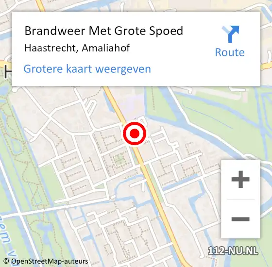 Locatie op kaart van de 112 melding: Brandweer Met Grote Spoed Naar Haastrecht, Amaliahof op 18 augustus 2024 11:02