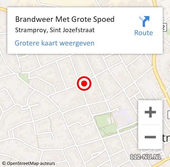 Locatie op kaart van de 112 melding: Brandweer Met Grote Spoed Naar Stramproy, Sint Jozefstraat op 18 augustus 2024 11:20