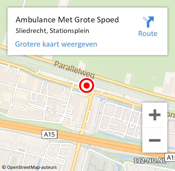 Locatie op kaart van de 112 melding: Ambulance Met Grote Spoed Naar Sliedrecht, Stationsplein op 18 augustus 2024 11:24