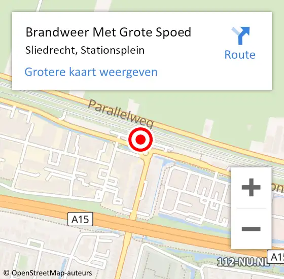 Locatie op kaart van de 112 melding: Brandweer Met Grote Spoed Naar Sliedrecht, Stationsplein op 18 augustus 2024 11:24