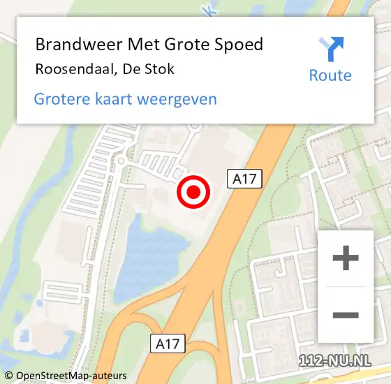 Locatie op kaart van de 112 melding: Brandweer Met Grote Spoed Naar Roosendaal, De Stok op 18 augustus 2024 11:26