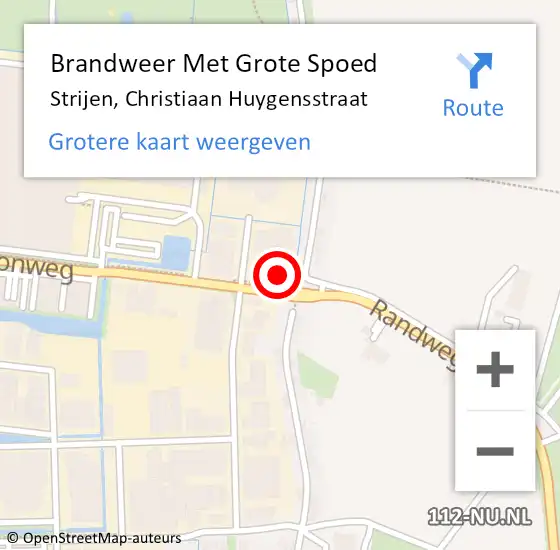 Locatie op kaart van de 112 melding: Brandweer Met Grote Spoed Naar Strijen, Christiaan Huygensstraat op 18 augustus 2024 11:27