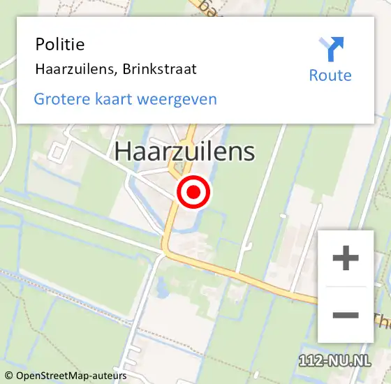 Locatie op kaart van de 112 melding: Politie Haarzuilens, Brinkstraat op 18 augustus 2024 11:38