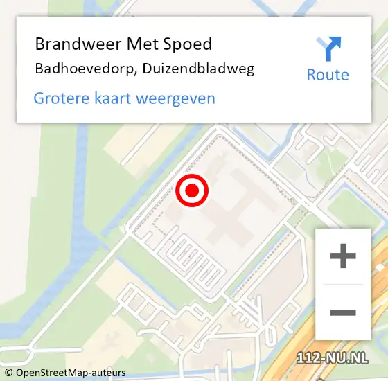 Locatie op kaart van de 112 melding: Brandweer Met Spoed Naar Badhoevedorp, Duizendbladweg op 18 augustus 2024 11:40