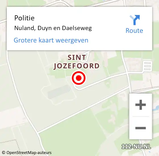 Locatie op kaart van de 112 melding: Politie Nuland, Duyn en Daelseweg op 18 augustus 2024 12:01