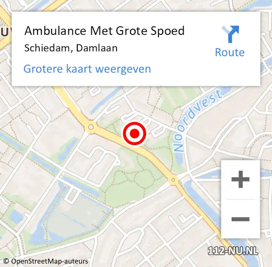 Locatie op kaart van de 112 melding: Ambulance Met Grote Spoed Naar Schiedam, Damlaan op 18 augustus 2024 12:06