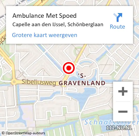 Locatie op kaart van de 112 melding: Ambulance Met Spoed Naar Capelle aan den IJssel, Schönberglaan op 18 augustus 2024 12:08