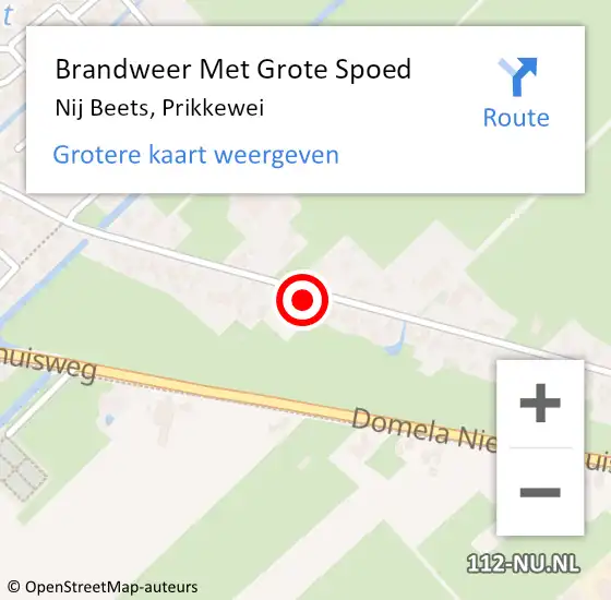 Locatie op kaart van de 112 melding: Brandweer Met Grote Spoed Naar Nij Beets, Prikkewei op 18 augustus 2024 12:24