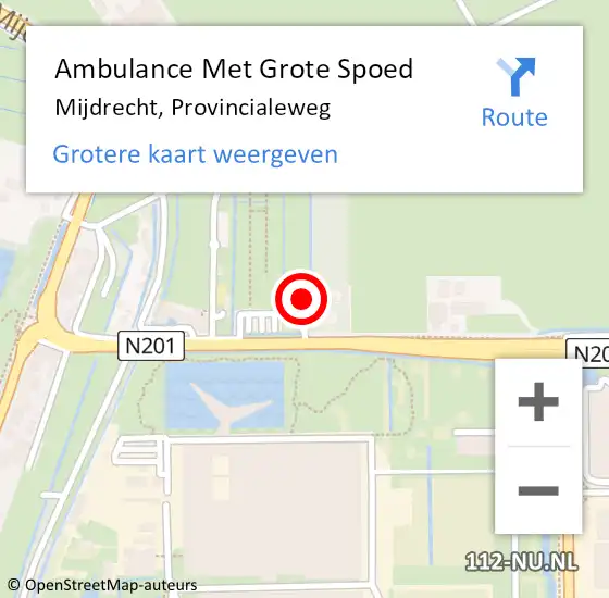 Locatie op kaart van de 112 melding: Ambulance Met Grote Spoed Naar Mijdrecht, Provincialeweg op 18 augustus 2024 12:34