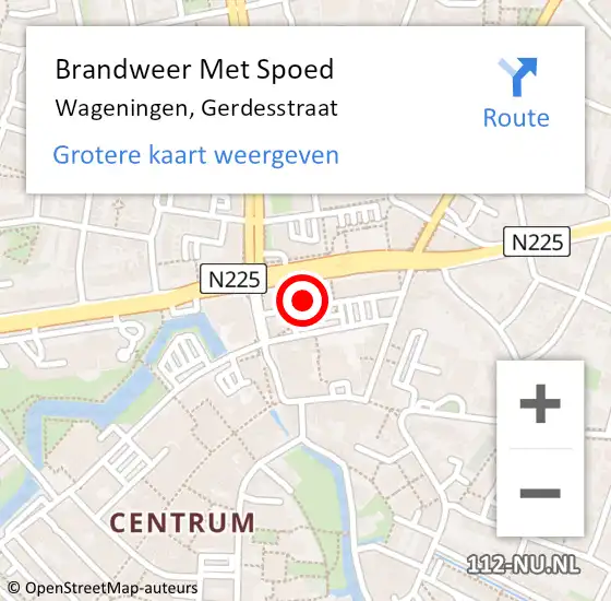 Locatie op kaart van de 112 melding: Brandweer Met Spoed Naar Wageningen, Gerdesstraat op 18 augustus 2024 13:12