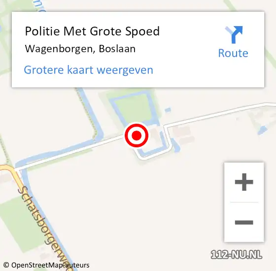 Locatie op kaart van de 112 melding: Politie Met Grote Spoed Naar Wagenborgen, Boslaan op 18 augustus 2024 13:45