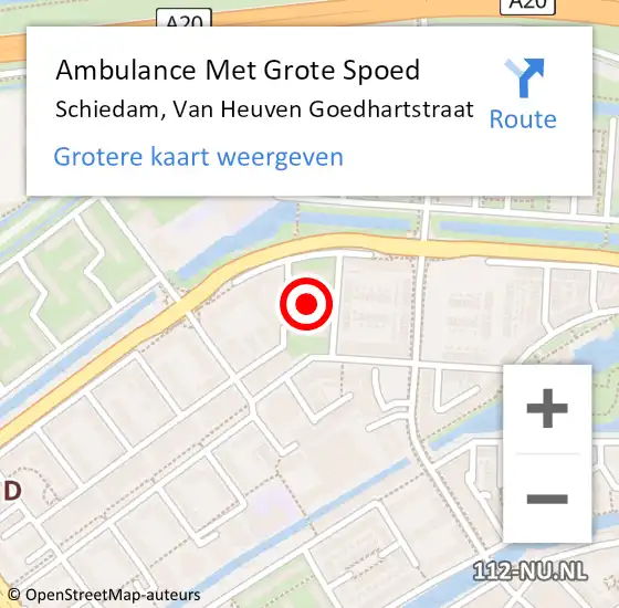 Locatie op kaart van de 112 melding: Ambulance Met Grote Spoed Naar Schiedam, Van Heuven Goedhartstraat op 18 augustus 2024 13:48