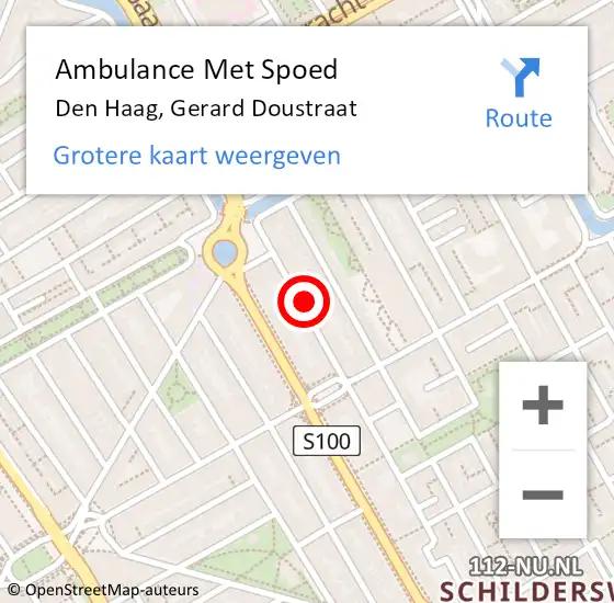 Locatie op kaart van de 112 melding: Ambulance Met Spoed Naar Den Haag, Gerard Doustraat op 18 augustus 2024 13:50