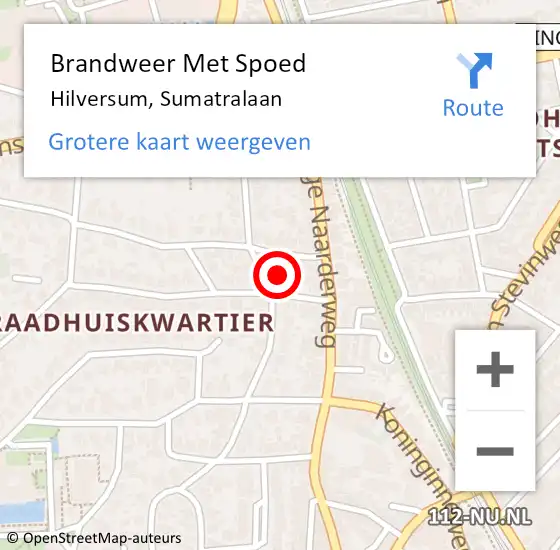 Locatie op kaart van de 112 melding: Brandweer Met Spoed Naar Hilversum, Sumatralaan op 18 augustus 2024 13:55