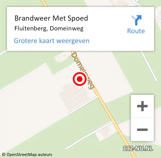 Locatie op kaart van de 112 melding: Brandweer Met Spoed Naar Fluitenberg, Domeinweg op 18 augustus 2024 14:33