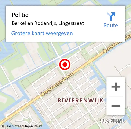 Locatie op kaart van de 112 melding: Politie Berkel en Rodenrijs, Lingestraat op 18 augustus 2024 14:59