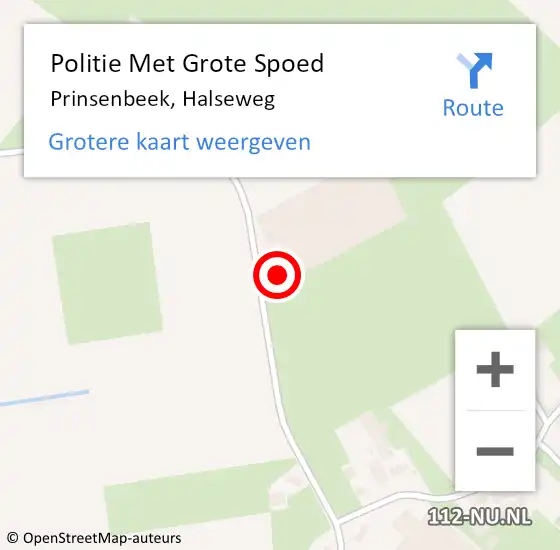 Locatie op kaart van de 112 melding: Politie Met Grote Spoed Naar Prinsenbeek, Halseweg op 18 augustus 2024 15:06