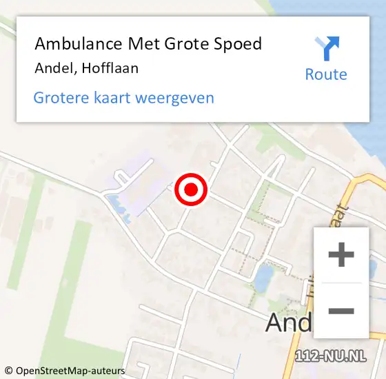 Locatie op kaart van de 112 melding: Ambulance Met Grote Spoed Naar Andel, Hofflaan op 18 augustus 2024 15:06