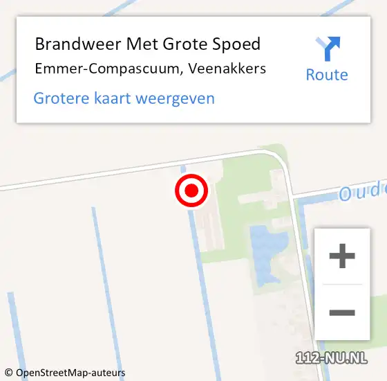 Locatie op kaart van de 112 melding: Brandweer Met Grote Spoed Naar Emmer-Compascuum, Veenakkers op 18 augustus 2024 15:09