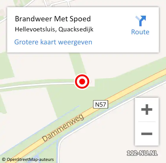 Locatie op kaart van de 112 melding: Brandweer Met Spoed Naar Hellevoetsluis, Quacksedijk op 18 augustus 2024 15:44