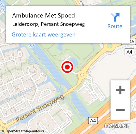 Locatie op kaart van de 112 melding: Ambulance Met Spoed Naar Leiderdorp, Persant Snoepweg op 18 augustus 2024 15:59