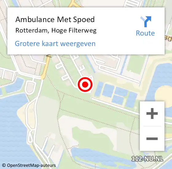 Locatie op kaart van de 112 melding: Ambulance Met Spoed Naar Rotterdam, Hoge Filterweg op 18 augustus 2024 16:13