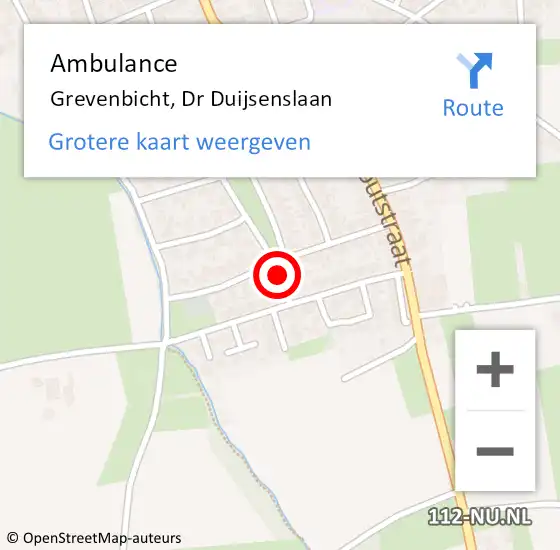 Locatie op kaart van de 112 melding: Ambulance Grevenbicht, Dr Duijsenslaan op 16 oktober 2014 18:06