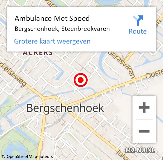 Locatie op kaart van de 112 melding: Ambulance Met Spoed Naar Bergschenhoek, Steenbreekvaren op 18 augustus 2024 16:37