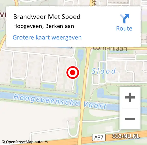 Locatie op kaart van de 112 melding: Brandweer Met Spoed Naar Hoogeveen, Berkenlaan op 18 augustus 2024 16:41