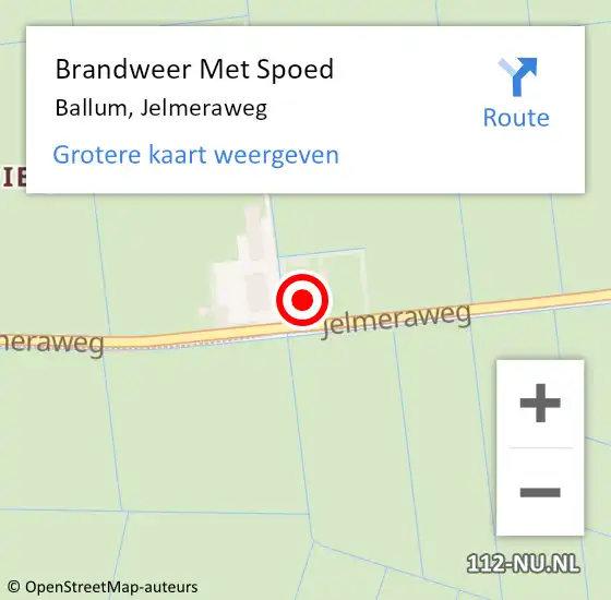 Locatie op kaart van de 112 melding: Brandweer Met Spoed Naar Ballum, Jelmeraweg op 18 augustus 2024 17:03