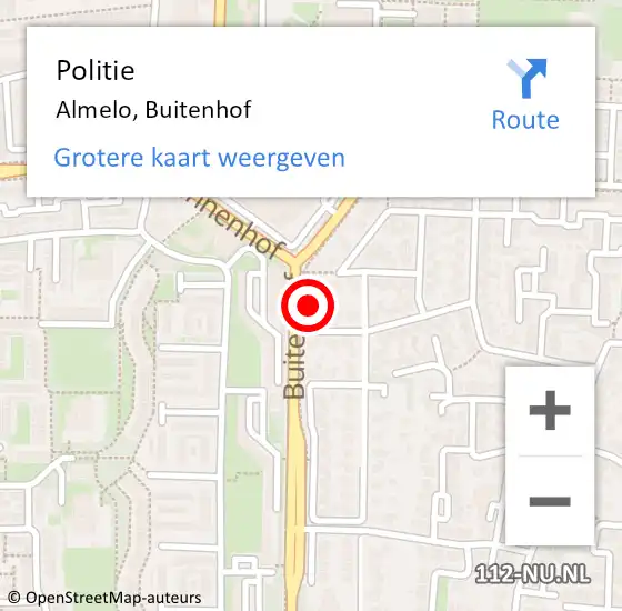 Locatie op kaart van de 112 melding: Politie Almelo, Buitenhof op 18 augustus 2024 17:06