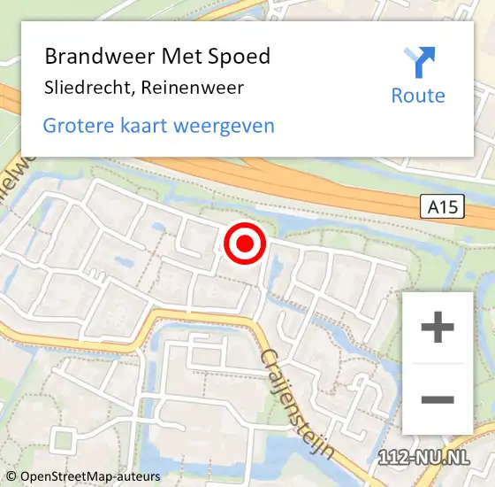 Locatie op kaart van de 112 melding: Brandweer Met Spoed Naar Sliedrecht, Reinenweer op 18 augustus 2024 17:07