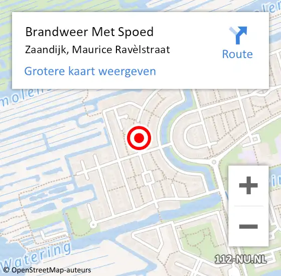 Locatie op kaart van de 112 melding: Brandweer Met Spoed Naar Zaandijk, Maurice Ravèlstraat op 18 augustus 2024 17:08