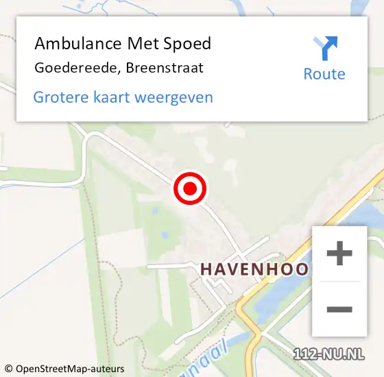 Locatie op kaart van de 112 melding: Ambulance Met Spoed Naar Goedereede, Breenstraat op 18 augustus 2024 17:14