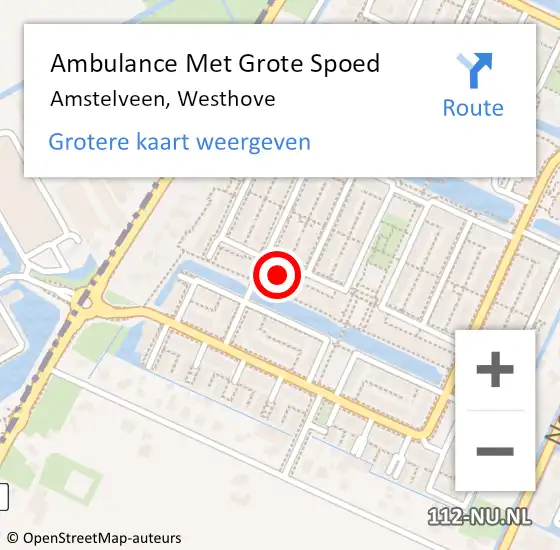 Locatie op kaart van de 112 melding: Ambulance Met Grote Spoed Naar Amstelveen, Westhove op 18 augustus 2024 17:17